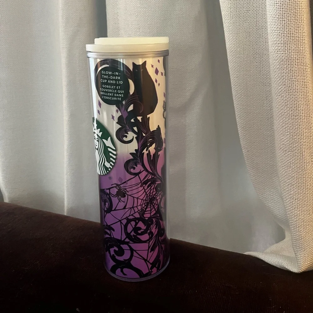 Starbucks glow in the dark skinny tumbler spider web cup color changing 16 oz - Picture 3 of 8